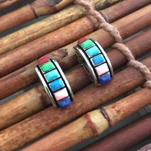 Silpada Sterling Silver Post Earrings Colorful stones